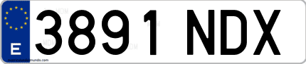 Ejemplo de matrícula de coche ordinaria 3891 NDX
