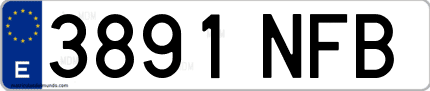 Ejemplo de matrícula de coche ordinaria 3891 NFB