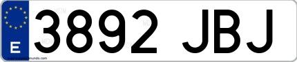 Ejemplo de matrícula española 3892 JBJ