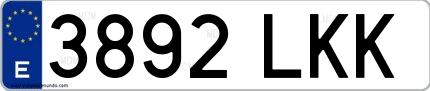 Ejemplo de matrícula española 3892 LKK