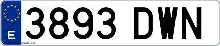 Ejemplo de matrícula española 3893 DWN