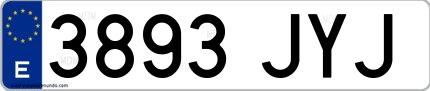 Ejemplo de matrícula española 3893 JYJ