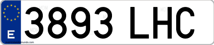 Ejemplo de matrícula de coche ordinaria 3893 LHC