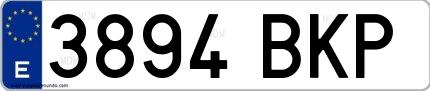 Ejemplo de matrícula española 3894 BKP