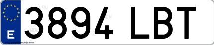 Ejemplo de matrícula española 3894 LBT