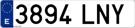 Ejemplo de matrícula española 3894 LNY