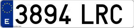 Ejemplo de matrícula de coche ordinaria 3894 LRC