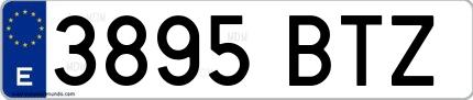 Ejemplo de matrícula española 3895 BTZ