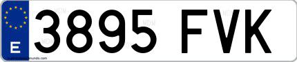 Ejemplo de matrícula española 3895 FVK