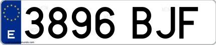 Ejemplo de matrícula española 3896 BJF