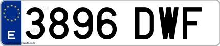 Ejemplo de matrícula española 3896 DWF