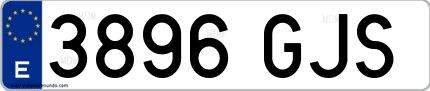 Ejemplo de matrícula española 3896 GJS