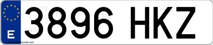 Ejemplo de matrícula española 3896 HKZ