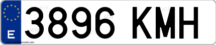 Ejemplo de matrícula de coche ordinaria 3896 KMH