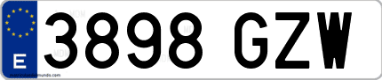 Ejemplo de matrícula de coche ordinaria 3898 GZW