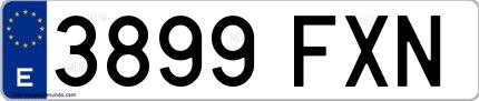 Ejemplo de matrícula española 3899 FXN
