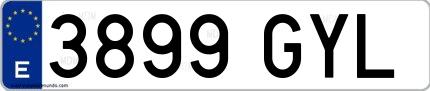 Ejemplo de matrícula española 3899 GYL