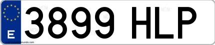 Ejemplo de matrícula española 3899 HLP