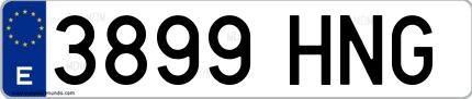 Ejemplo de matrícula española 3899 HNG