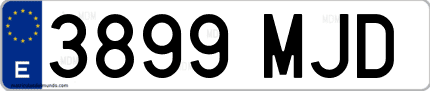 Ejemplo de matrícula de coche ordinaria 3899 MJD