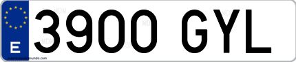 Ejemplo de matrícula de coche ordinaria 3900 GYL