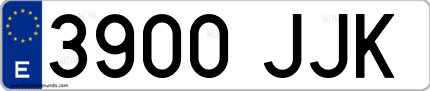 Ejemplo de matrícula de coche ordinaria 3900 JJK