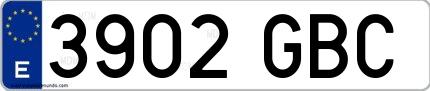Ejemplo de matrícula española 3902 GBC