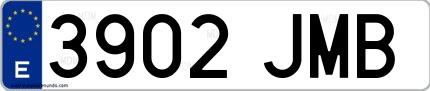 Ejemplo de matrícula española 3902 JMB