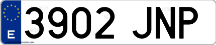 Ejemplo de matrícula de coche ordinaria 3902 JNP