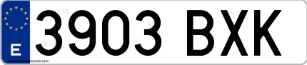 Ejemplo de matrícula de coche ordinaria 3903 BXK