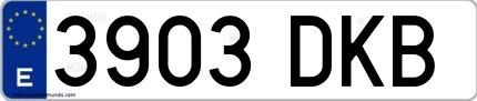 Ejemplo de matrícula española 3903 DKB