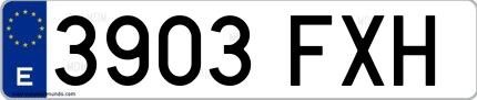 Ejemplo de matrícula española 3903 FXH