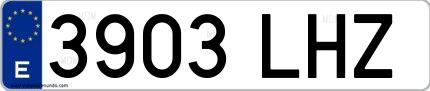 Ejemplo de matrícula española 3903 LHZ