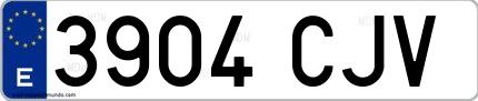 Ejemplo de matrícula española 3904 CJV