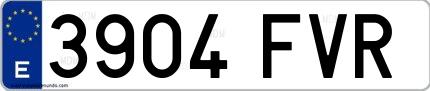 Ejemplo de matrícula española 3904 FVR