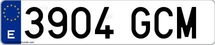 Ejemplo de matrícula española 3904 GCM