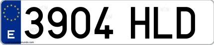 Ejemplo de matrícula española 3904 HLD
