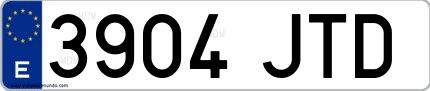 Ejemplo de matrícula española 3904 JTD