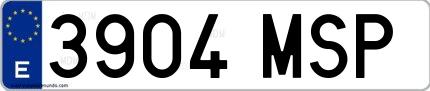 Ejemplo de matrícula española 3904 MSP