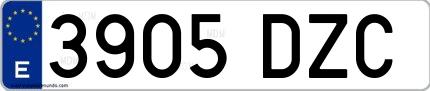 Ejemplo de matrícula española 3905 DZC