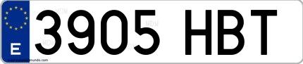 Ejemplo de matrícula española 3905 HBT