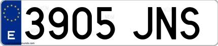 Ejemplo de matrícula española 3905 JNS