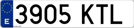 Ejemplo de matrícula española 3905 KTL
