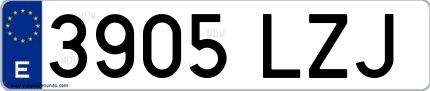 Ejemplo de matrícula española 3905 LZJ