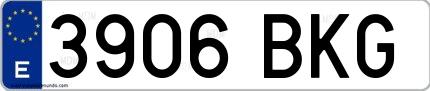 Ejemplo de matrícula española 3906 BKG