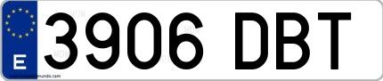 Ejemplo de matrícula española 3906 DBT