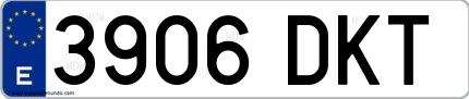 Ejemplo de matrícula española 3906 DKT