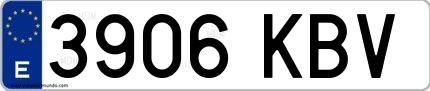 Ejemplo de matrícula española 3906 KBV