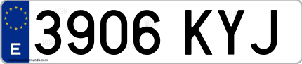 Ejemplo de matrícula de coche ordinaria 3906 KYJ