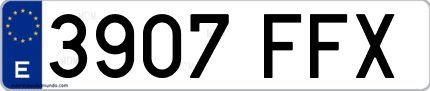 Ejemplo de matrícula de coche ordinaria 3907 FFX